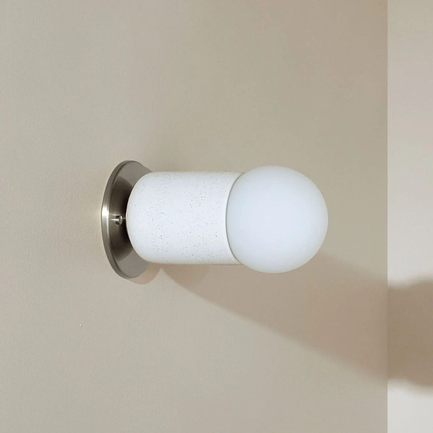 Terra 1 Surface Sconce Vanilla Bean, Brushed Nickel, Slim Base Junction Box Adaptor